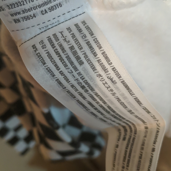 Men's Hollister Black and White Checker Hoodie - Picture 3 of 3